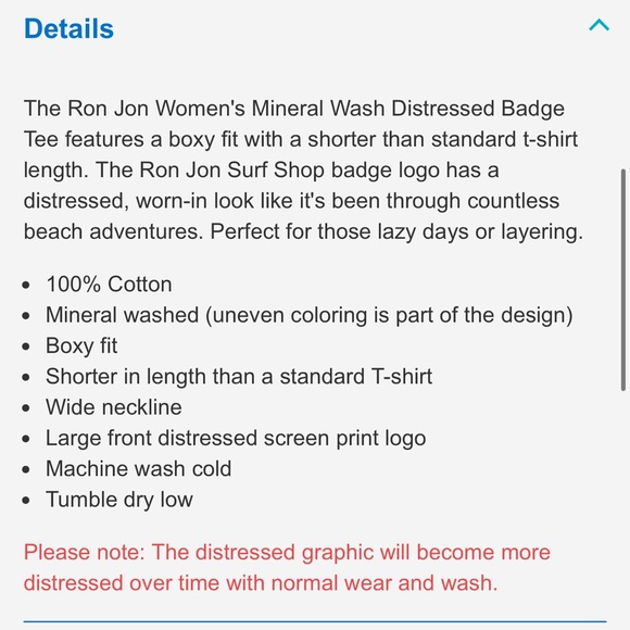 Ron Jon Mineral Washed Distressed Badge Tee Boxy Crop - Picture 9 of 9